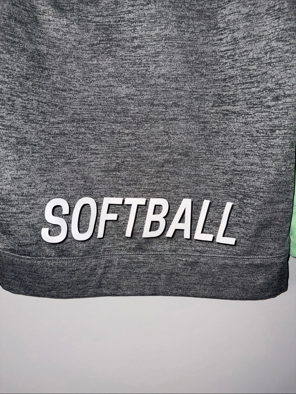 Justice Girls' Gray Hoodie with Mint Green Raglan Sleeves and Softball Size 8